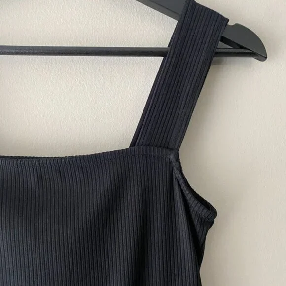 The Drop Jody Black Square Neck Fitted Rib Tank Top - Picture 5 of 9